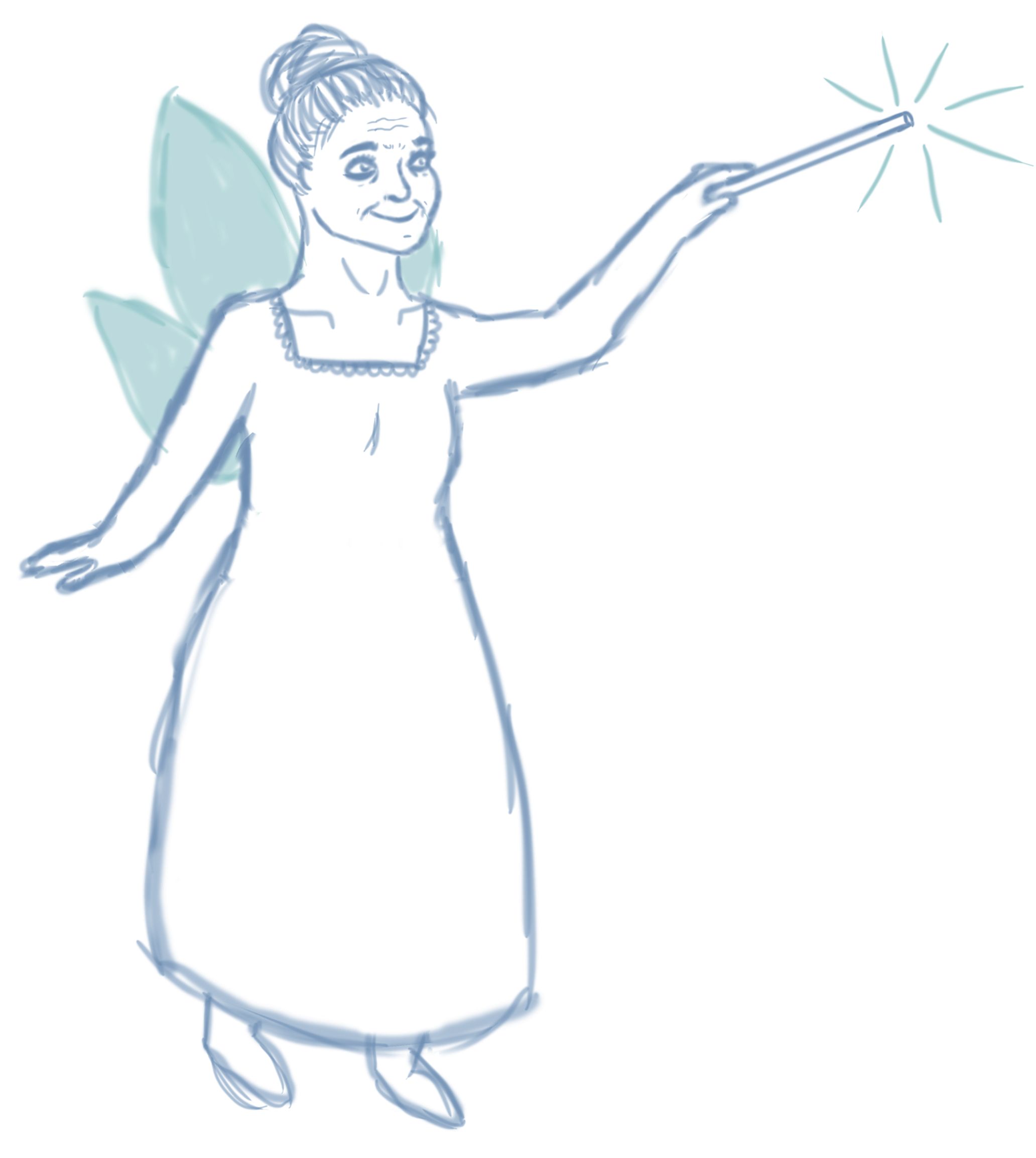 A sketch of the fairy godmother.